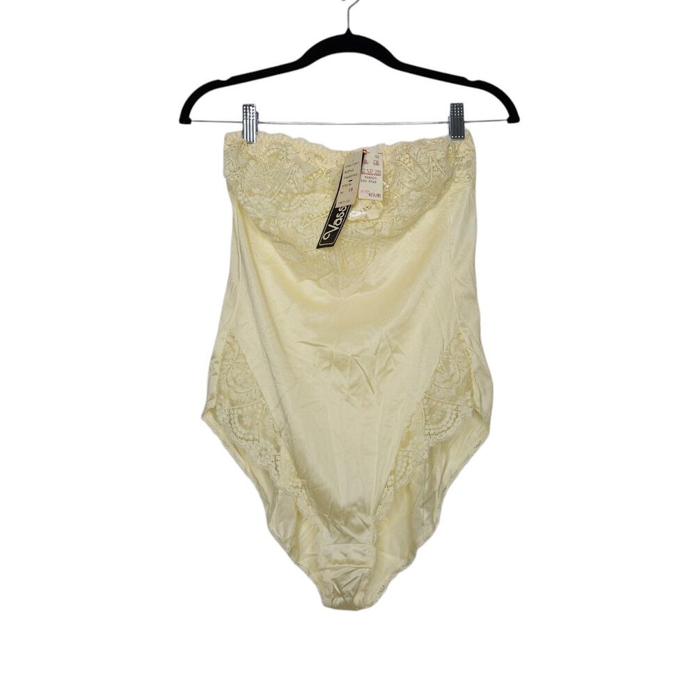 NWT Vintage Vassarette Strapless Lace Bodysuit Slip Teddy 36 Ivory Cream